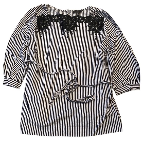 The Limited Womens Blouse 3/4 Sleeve Top Stripe Multicolor Lace Trim Size 1X - Picture 10 of 12